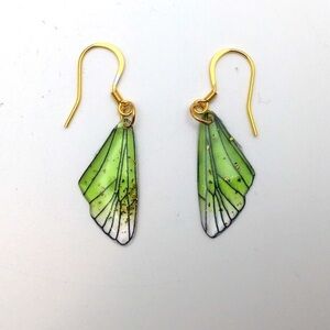 Artisan Green Fairy Wings Earrings